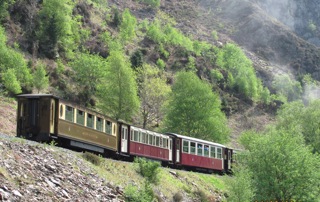 train in mountains